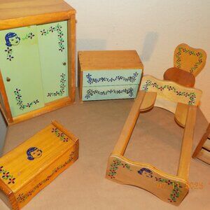 Cass Vintage Wooden Doll Furniture Set W Original Box
